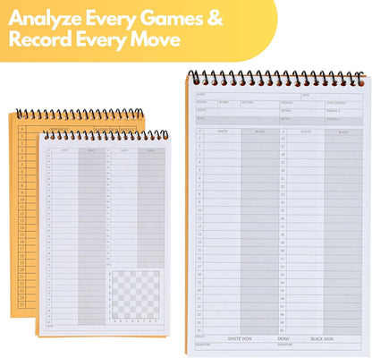 WE Games Ultimate Chessplayer's Scorebook - Spiral Bound & Paperback Chess Notation Book with 50 Games & 100 Moves, Ideal Chess Score Sheets for Clubs & Tournaments