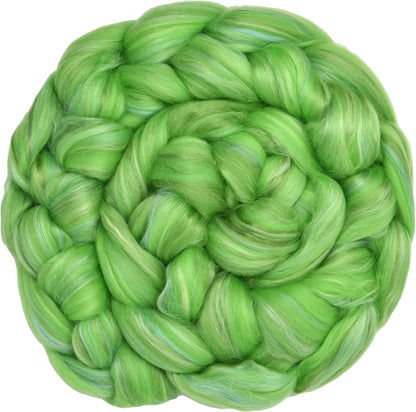 Merino Silk Luxe Tonal Designer Blend. Superfine Merino, Mulberry Silk, Tussah Silk. Top Roving for Spinning or Felting. Secret Garden 1oz