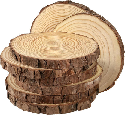 JEUIHAU 8 PCS 7-7.9 Inches Natural Unfinished Wood Slices, Round Wooden Tree Bark Discs, Wooden Circles for DIY Crafts, Christmas, Rustic Wedding Ornaments - Crafty Corner