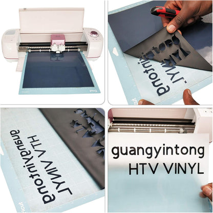 guangyintong Heat Transfer Vinyl Black HTV Rolls, 12" x 12ft Black Iron on Vinyl for T-Shirts, Matte Surface Black HTV Vinyl for All Cutter Machine Easy to Cut & Weed for Heat Vinyl DIY Design