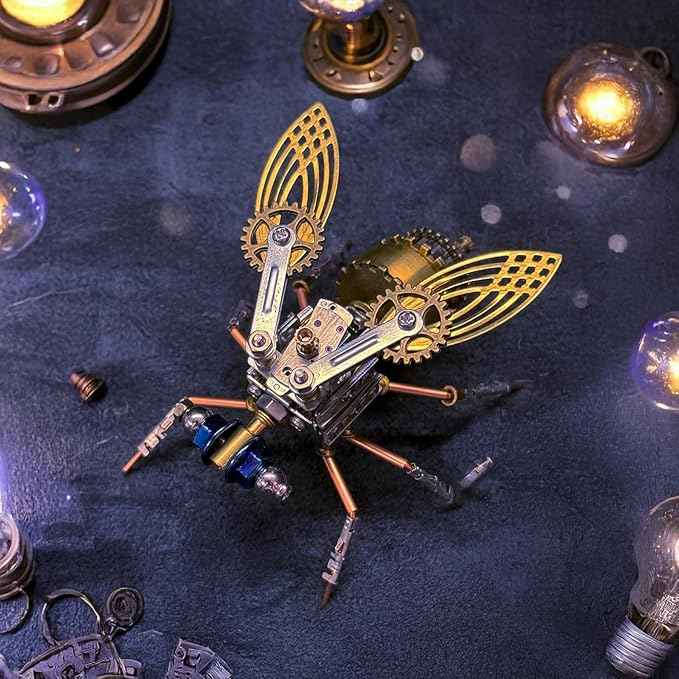 Mechanical Fruit Fly 3D Metal Model Kits Steampunk Sculpture Insect, DIY Projects Metal Building Hobby kit Arts and Crafts Sets, Birthday Gift (Mechanical Fruit Fly)