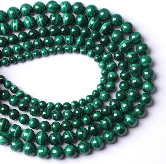 19pcs 10mm Natural Green Malachite Beads AAA Gemstone Round Loose Beads for Jewelry Making DIY Bracelets Necklaces Crystal Energy Healing Stone Beads 7.5" (Natural Malachite, 10mm)