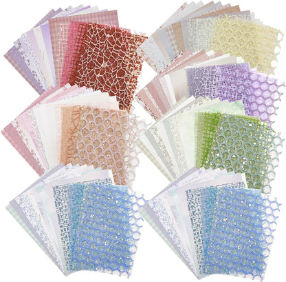 105 Sheets Scrapbook Paper Decorative Textured Paper, FineGood Mesh Fabric Assorted Set Craft Paper for Junk Journal Supplies Scrapbooking Planner Card Making