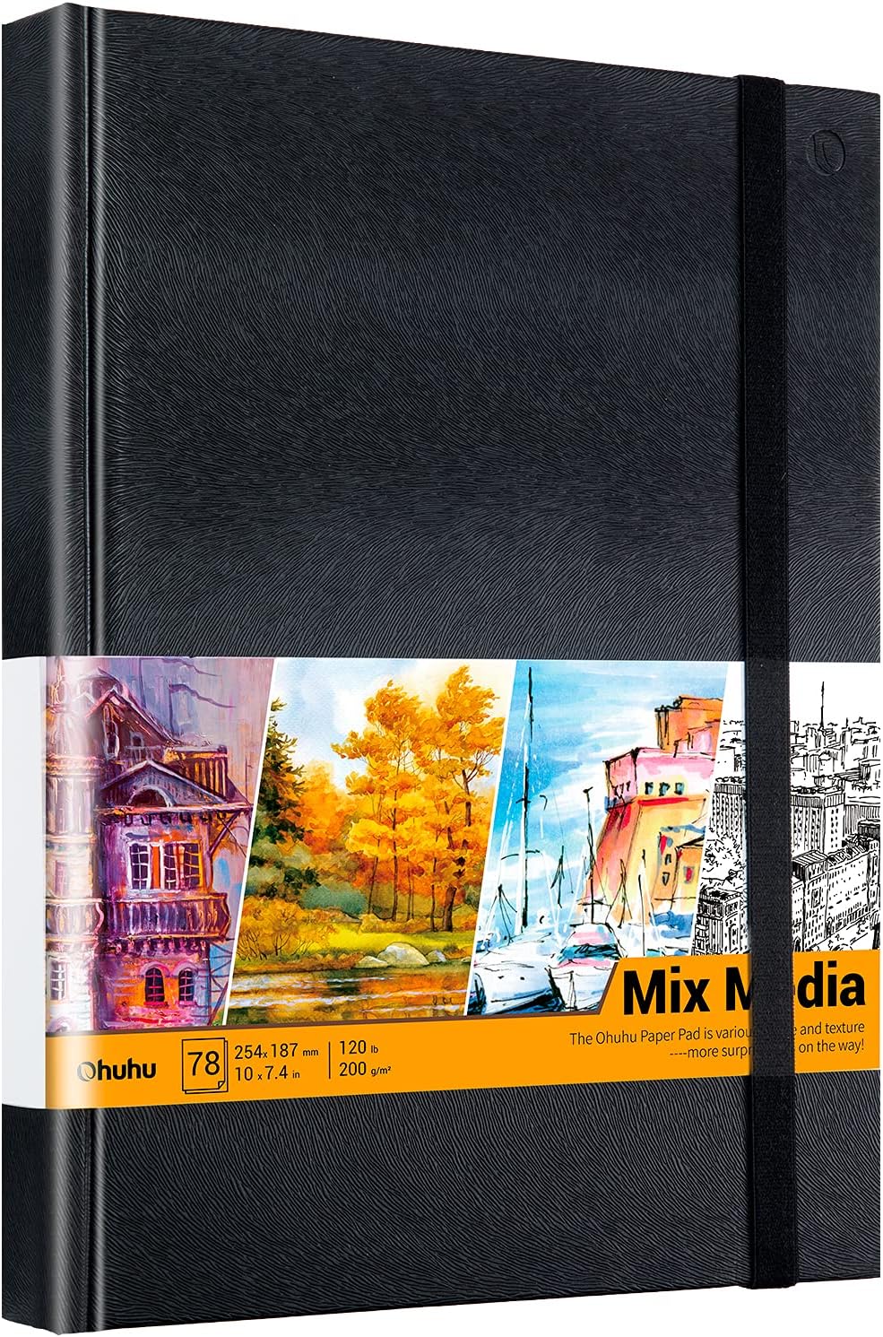 Ohuhu Mix Media Pad - 10"x7.4" Mixed Media Art Sketchbook, 120 lb/200 gsm Heavyweight Papers, 78 Sheets/156 Pages, PU Hardcover Mixed Media Paper Pad for Acrylic Painting Christmas Gift - Crafty Corner