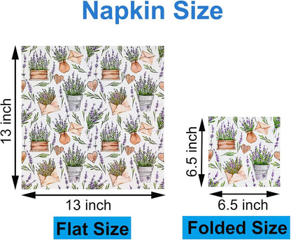 Paper Napkins 80 Pack 2 Ply Floral Beverage Luncheon Dinner Paper Napkins Lavender Print Disposable Napkins for Wedding Anniversary Celebrations, 6.5X6.5 Inches Folded
