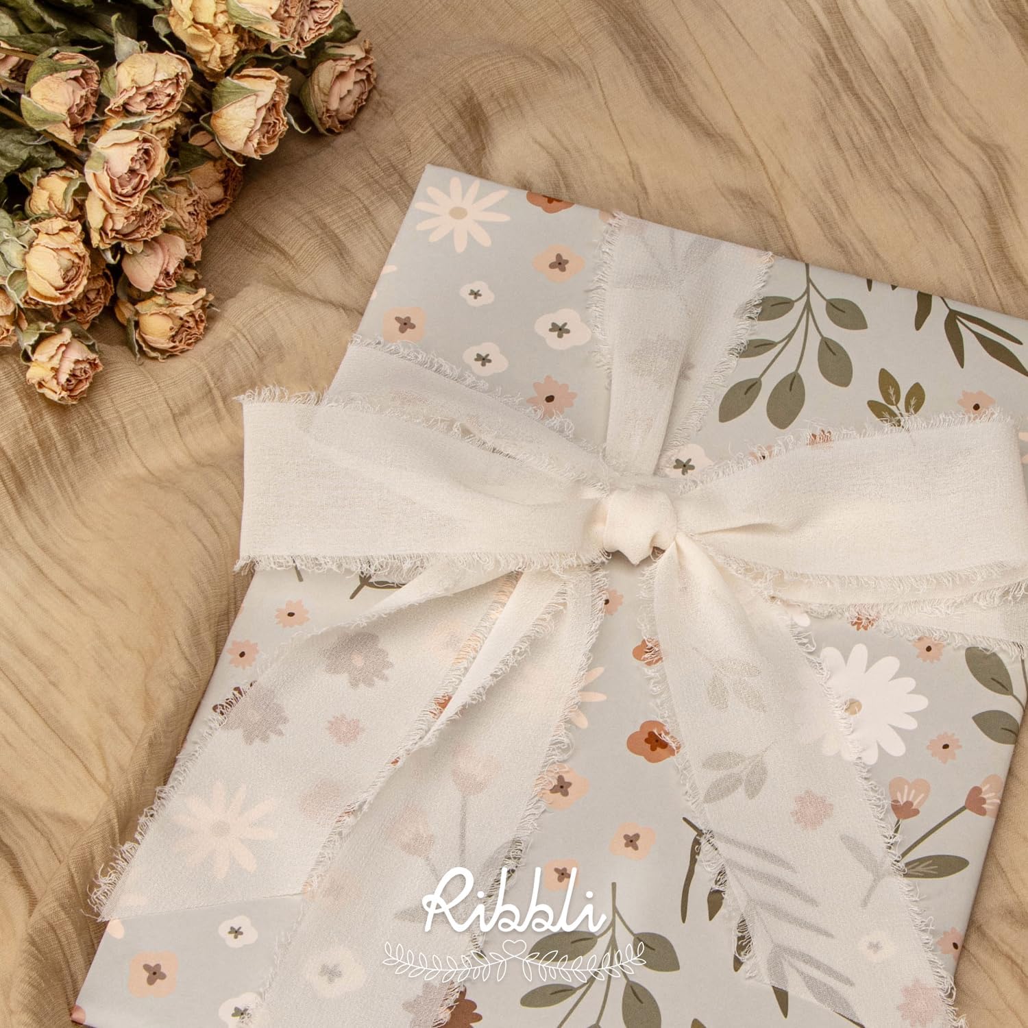 Ribbli Cream Chiffon Ribbon 1-1/2 inch x 20 Yard Handmade Fringe, Chiffon Silk Vanilla Cream Ribbon for Wedding Invitations, Bridal Bouquets, Flower Arrangement Decoration - Crafty Corner