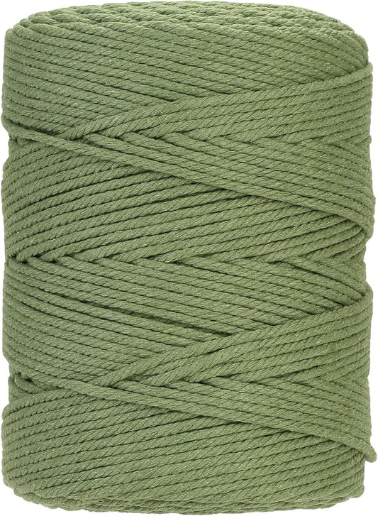 GOHOHOF Macrame Cord 4mm x 328yards Natural Macrame Cotton Rope Colored Macrame Rope Soft Cotton Cord Macrame Supplies Craft Rope Macrame Yarn for Plant Hanger Wall Hanger Dreamcatcher(Light Green)