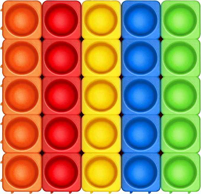 Giant Pop Blocks Bubble Premium Silicone Pop Fidget Blocks for Endless Joy and Education - Vibrant Pop Blocks for Imaginative Play and Puzzle Games-Toy for Kids (25PCS)
