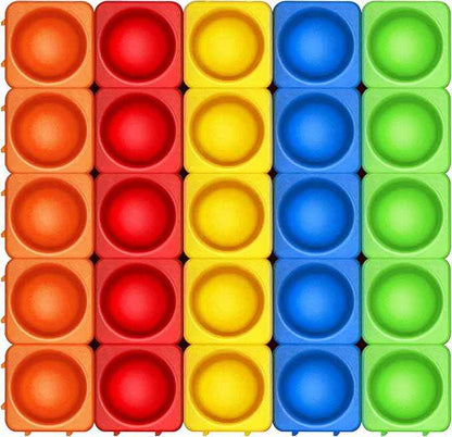 Giant Pop Blocks Bubble Premium Silicone Pop Fidget Blocks for Endless Joy and Education - Vibrant Pop Blocks for Imaginative Play and Puzzle Games-Toy for Kids (25PCS)