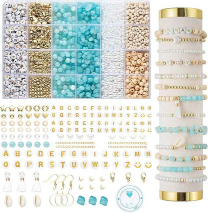 Xylise Jewelry Making Supplies Kit Natural Stone Beads for Irregular Natural Stone with for DIY Craft Bracelet Necklace Earrings for Adults (Blue)
