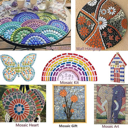 Youway Style Mosaic Tiles for Crafts Bulk, 200g Blue Colors Glass Pieces, Strips Shapes for DIY Crafts Art, Mosaic Supplies and Projects (Multi-Blue)