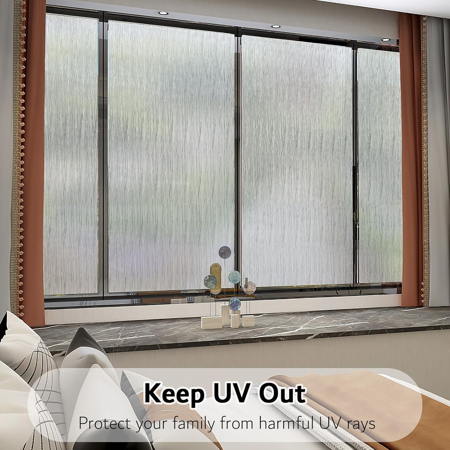 VELIMAX Frosted Window Privacy Film Non Adhesive Window Cling Removable Glass Covering Clear Water Opaque Window Film for Home Anti UV 17.7x78.7 inches - Crafty Corner
