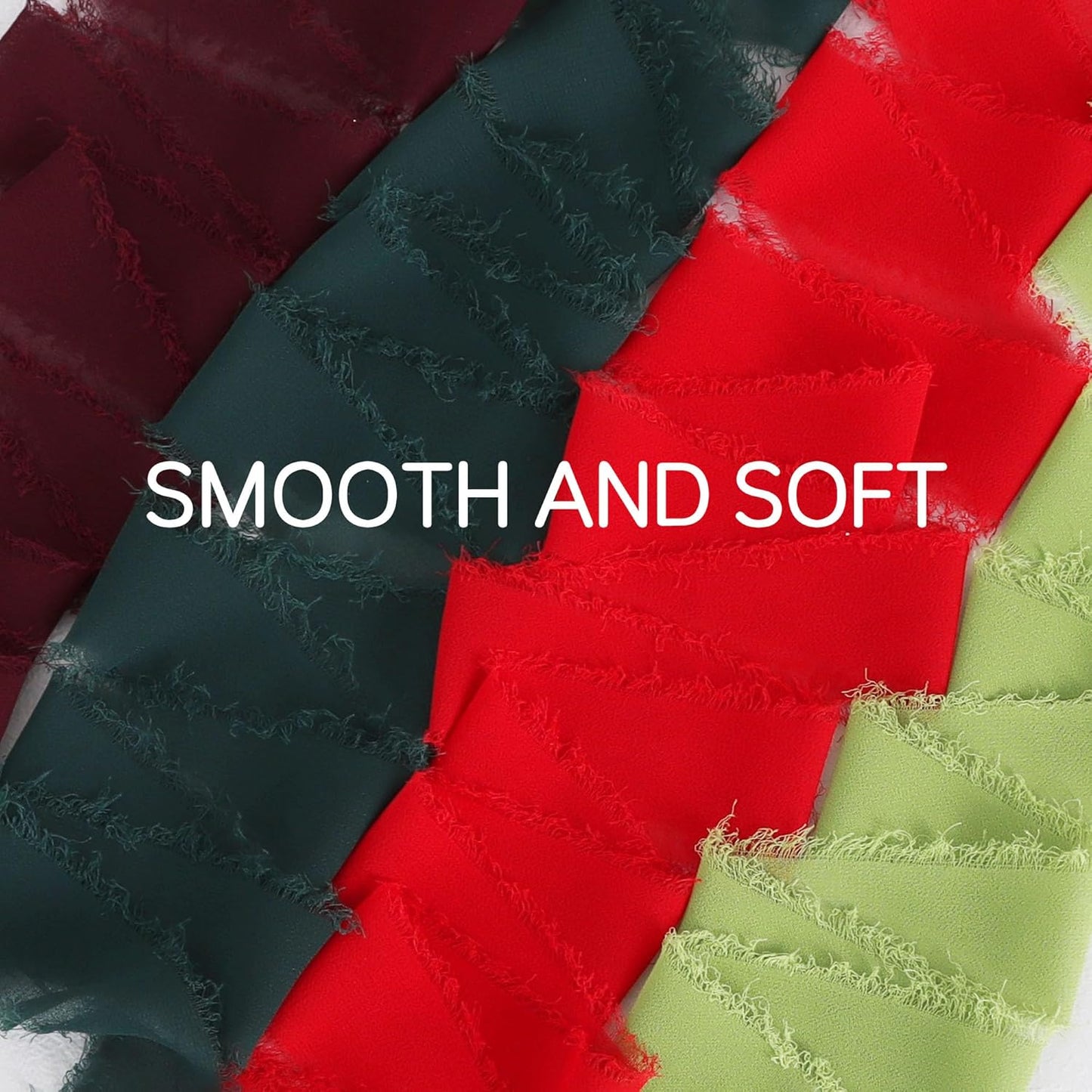 TONIFUL 4 Rolls Silk Chiffon Ribbon 1-1/2 Inch x 22 Yards, Red and Green Handmade Fringe Silk Ribbon Set for Gift Wrapping Flowral Bouquets Crafts Halloween Christmas Wreath Tree and Party Decoration - Crafty Corner
