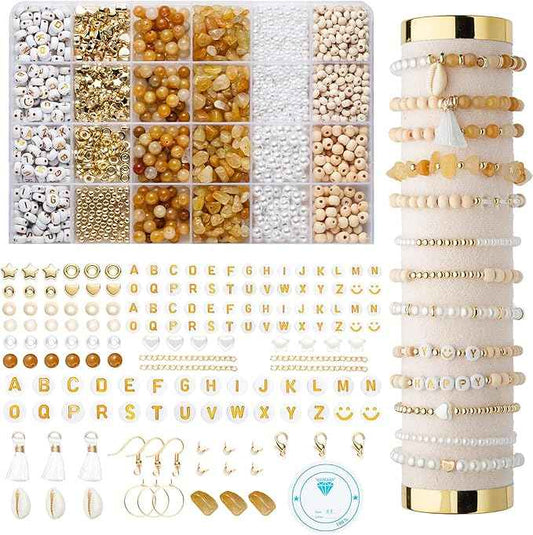 Xylise Jewelry Making Supplies Kit Natural Stone Beads for Irregular Natural Stone with for DIY Craft Bracelet Necklace Earrings for Adults (Topaz)