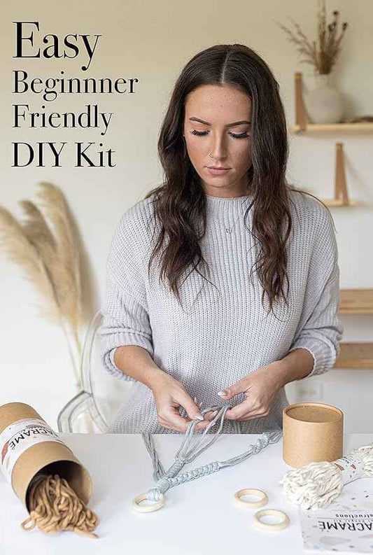 Aesthetic Creative Macrame Kit, Makes 3 DIY Plant Hangers for Teens & Adult Beginners, Craft Supplies for Boho Art Project-3 Custom Color Macrame Cord, Wooden Rings & Instructions