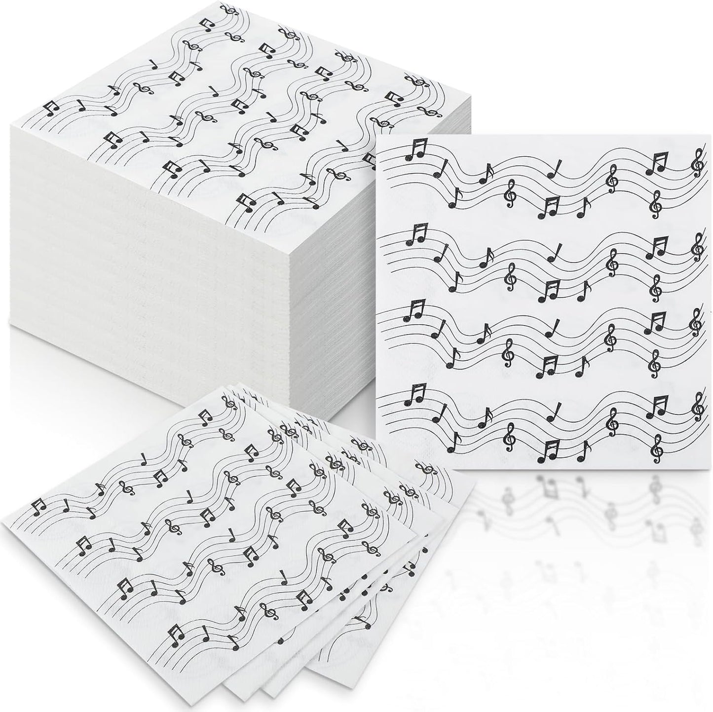 60 Pcs Music Note Cocktail Paper Napkins 6.5 x 6.5 Inches Disposable Paper Napkins Dessert Beverage Tissue for Decoupage Luncheon Tissue for Theme Party Wedding Birthday Party