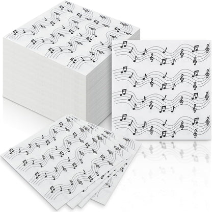 60 Pcs Music Note Cocktail Paper Napkins 6.5 x 6.5 Inches Disposable Paper Napkins Dessert Beverage Tissue for Decoupage Luncheon Tissue for Theme Party Wedding Birthday Party