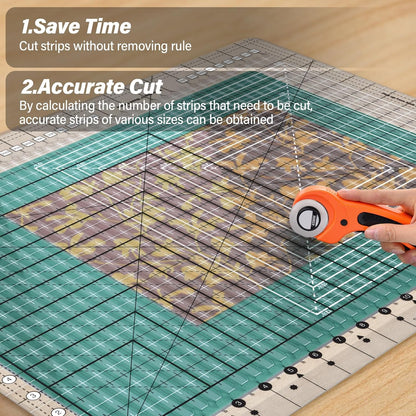 Quilting Ruler,17-3/4in x 22in,Slotted Patchwork Ruler & Template,Non-Slip Grip Acrylic Fabric Strip Cutting, Sewing, Crafting