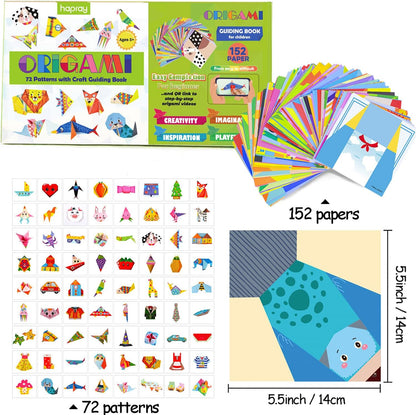 hapray Origami Kit for Kids Ages 5-8 8-12, with Guiding Book, 152 Paper with 72 Patterns, DIY Art and Craft Projects, Beginners Children's Day Gift Boy Girl - Crafty Corner