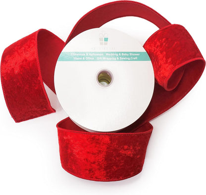 Red Velvet Ribbon 2.5 Inch x 10 Yards for Christmas Tree Topper Home Decoration Wreath Gift Wrapping DIY Craft - Crafty Corner
