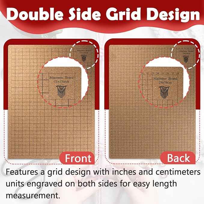 12×16 Inch Macrame Board and Pins Kit, Double Sided Grids Handmade Braiding Macrame Board with Instructions - Perfect Macrame Tools and Supplies for Bracelet Creating, Knotting Creations