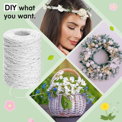 Syhood Floral Vine Bind Wire Rustic Wrapping Wire for Flower Bouquets(White)