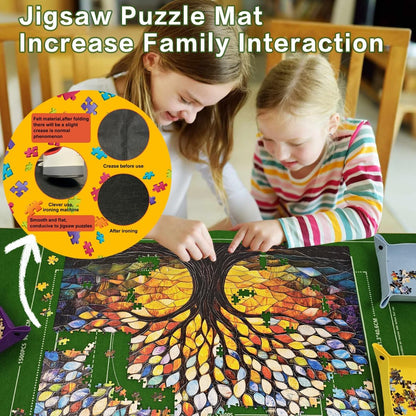 Napzy Puzzle Mat Rollup Puzzle Mats for Jigsaw Puzzles Storage Puzzles Matt Roll Up Board Saver with 8 Sorting Trays 1 Drawstring Bag Jigsaws Table for Up to 1500PCS