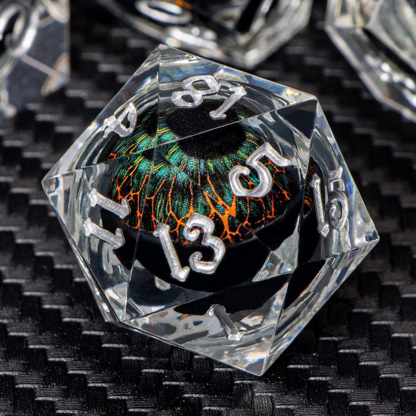 ARUOHHA DND Resin Dice Dragon Eye Dice Liquid Core Red Sharp Edged Dice Set with Gift Box, Polyhedral D and D Dice Set Role Playing Game D20 D12 D10 D8 D6 D4