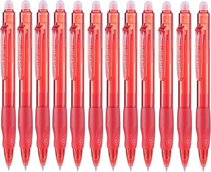 Aozora Erasable Pens Click Fine Point 0.7 mm Retractable Erasable Gel Pens for Completing Sudoku and Crossword Puzzles 12 Pack (Red)