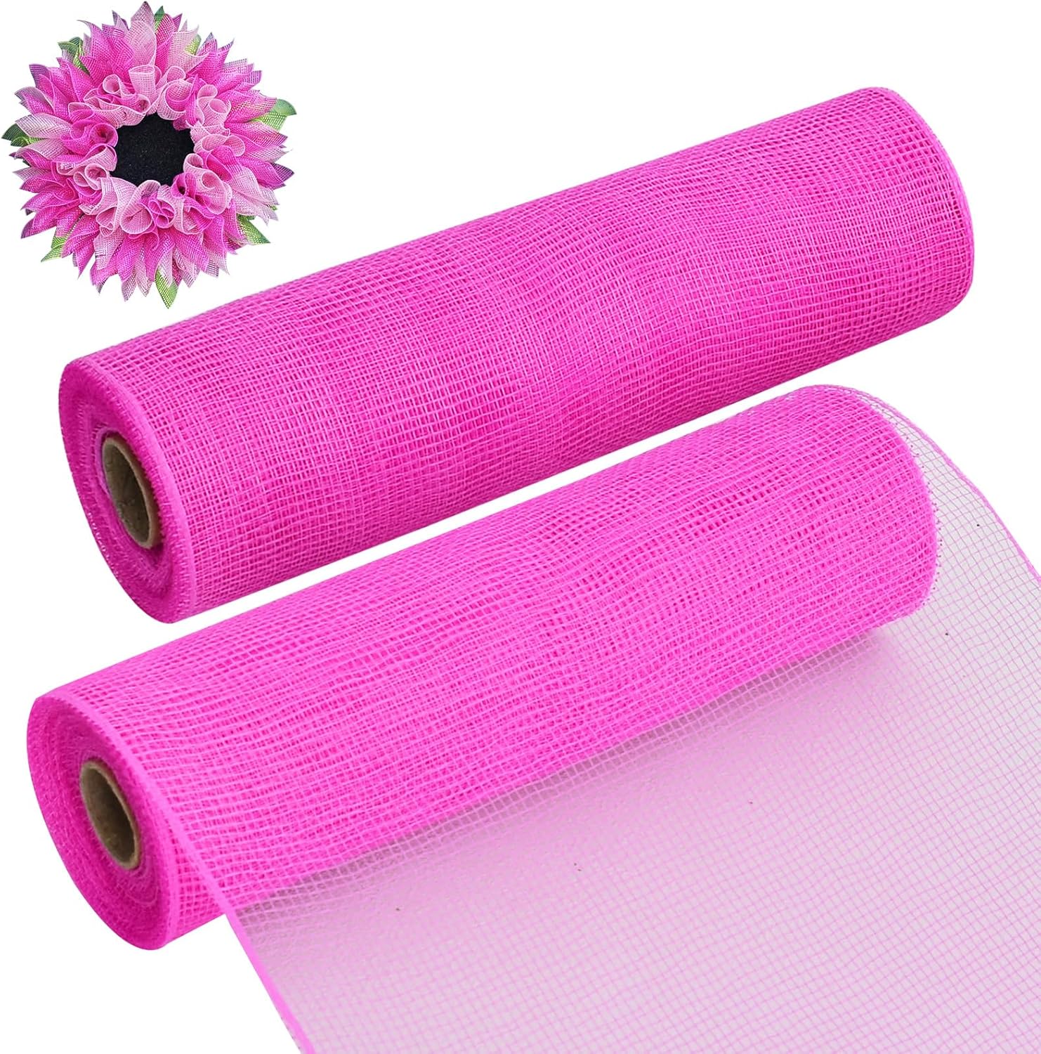 TONIFUL 2 Rolls 10 Inch Hot Pink Decorative Mesh Ribbbon Rolls for Mesh Wreath Supplies, Front Door Wreath Crafts Tree Decor Christmas Valentine's Day Decoration (10 yds/roll) - Crafty Corner