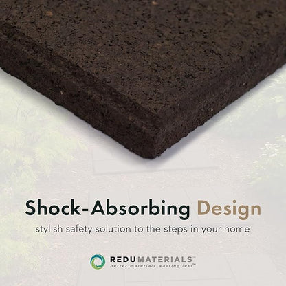 Garden Central 4-Pack 24”x10” Fake Cobblestone Rubber Stair Treads, Rectangular, Brown – Reversible Non-Slip Faux Stepping Stones for Landscaping Pathways – DIY Decor for Indoor & Outdoor Steps
