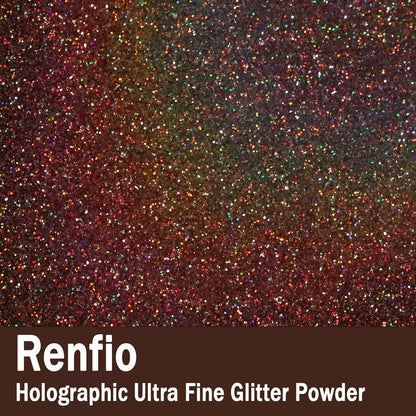 Renfio Holographic Ultra Fine Glitter Powder Metallic Resin Glitter 2.11 Oz (60g) PET Flakes Crafts Sequins 1/128" 0.008" 0.2mm Epoxy Chips Flakes for Tumblers Slime - Laser Coffee
