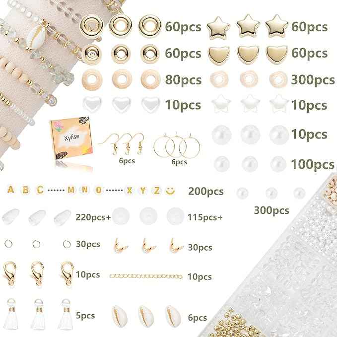 Xylise Jewelry Making Supplies Kit Natural Stone Beads for Irregular Natural Stone with for DIY Craft Bracelet Necklace Earrings for Adults (Transparent)