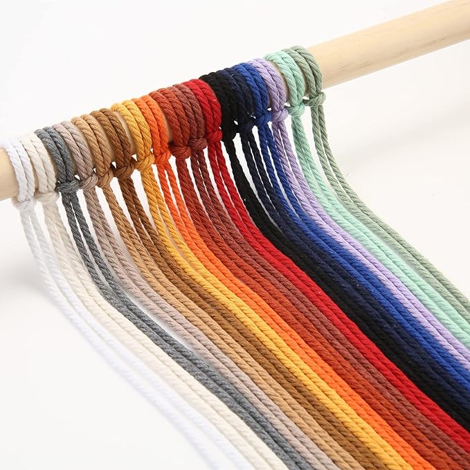 Cotton Macrame Cord 3mm x 546yards Natural Colored Macrame Supplies, Soft Craft Cotton Rope for Plant Hanger Wall Hanger Dreamcatcher (Denim)