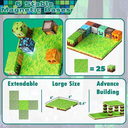 150 PCS Magnetic Blocks - Magnetic Building Block with 6 Base Plate, Stacking Magnets for Kids, Sensory Toy for Toddlers STEM Learning, Birthday Gifts for 3+ Years Old Boys Girls