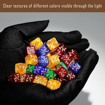 108PCS MTG Tokens & 12mm MTG Dice Set for Magic Card, Keyword Token Life Counters Dice with Box, Compatible with Magic CCG Card Gaming Accessories