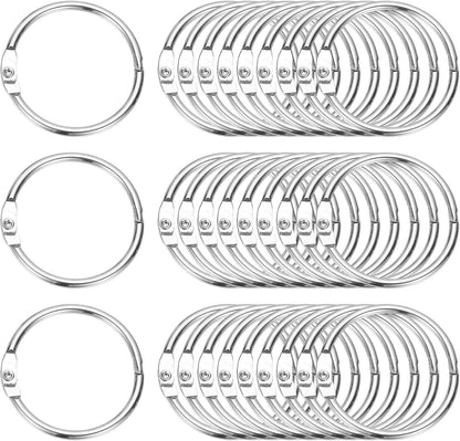 PATIKIL 1.3" x 1.5" Loose Leaf Binder Rings, 30 Pcs Metal Book Rings Nickel Keychain Ring for Paper Index Cards Flash Card Notebook Rings Office Home Book Binder, Silver Tone