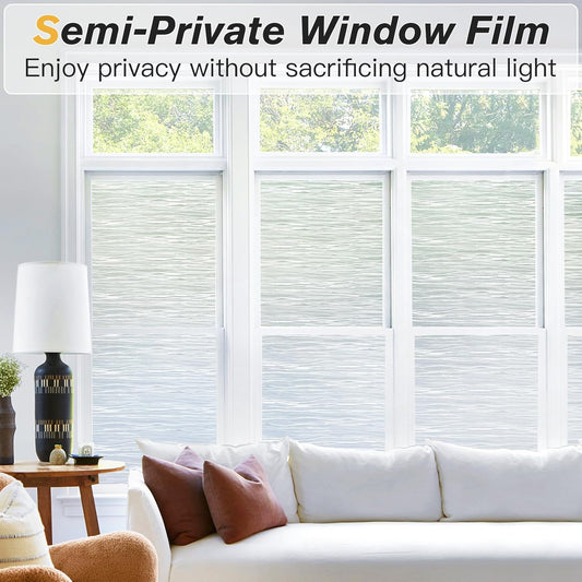 Haton Window Privacy Film, Frosted Glass Privacy Window Clings, Sun Blocking Frosting Opaque Coverings, Static Cling Removable Decorative Stickers for Home Door, Non-Adhesive 35.4" x 118.1"