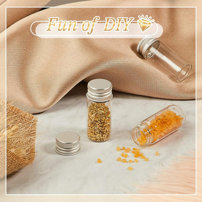 100 Pcs Small Clear Vials Spice Mini Jars with Lids Mini Glass Bottles with Screw Aluminum Metal Caps Tiny Jars Sample Containers for Powder Cream Cosmetic Jewelry Wedding (10 ml,Silver Caps)
