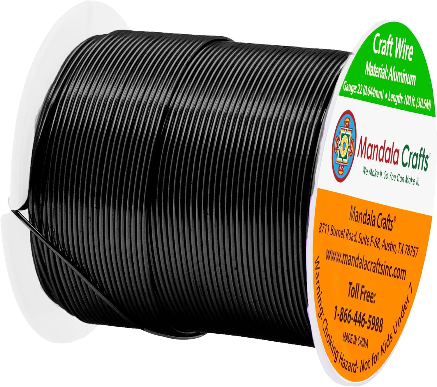 Mandala Crafts 22 Gauge Anodized Aluminum Craft Wire for Jewelry Making - 100 FT Colored Flexible Black Wire - Bendable for Bonsai Armature Crafting Sculpting - Crafty Corner