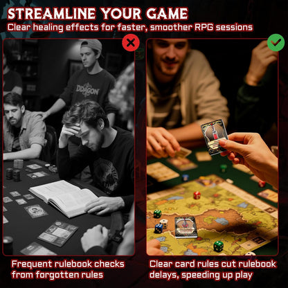 DND Healing Potion Cards Set - 15 Acrylic Fantasy Potion Tokens with Real Red Liquid | Ideal for Dungeon Masters, Tabletop RPG Players, Collectors & Immersive Game Nights (Style A)