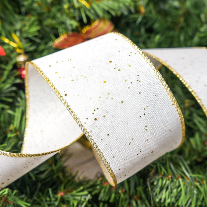 CT CRAFT LLC Whtie Burlap Fabric Confetti Glitter Wired Ribbon 2.5" x 10 Yards White Color for Christmas Home Wedding Decor Gift Wrapping Tree Topper Bow Wreath Bouquet DIY Crafts - Crafty Corner