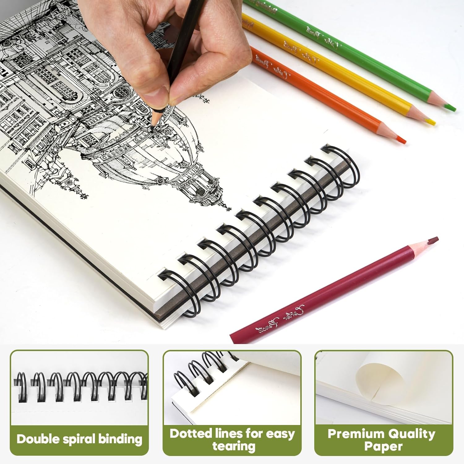 CONDA 5.5 x 8.5 Sketchbook Book - Top Spiral Bound Pad, 2 Packs of 100-Sheets (68lb/100gsm) Acid Free Artistic Paper for Drawing, Painting, Writing - Ideal for Beginners Artists - Crafty Corner