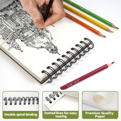 CONDA 5.5 x 8.5 Sketchbook Book - Top Spiral Bound Pad, 2 Packs of 100-Sheets (68lb/100gsm) Acid Free Artistic Paper for Drawing, Painting, Writing - Ideal for Beginners Artists - Crafty Corner