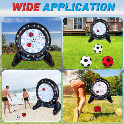 Inflatable Giant Kick Darts Games (Over 6ft Tall), Jumbo Outdoor Soccer Target Dartboard with Soccer Balls and Air Pump, Large Kick Game Carnival Games for Yard Family Kids Adults (Black)