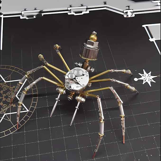 Mechanical Metal DIY 3D Spider Model Insect Brass Puzzle Assembly DIY Gift Craft Hobby for Men for Family and Friends(Mechanical Spider)