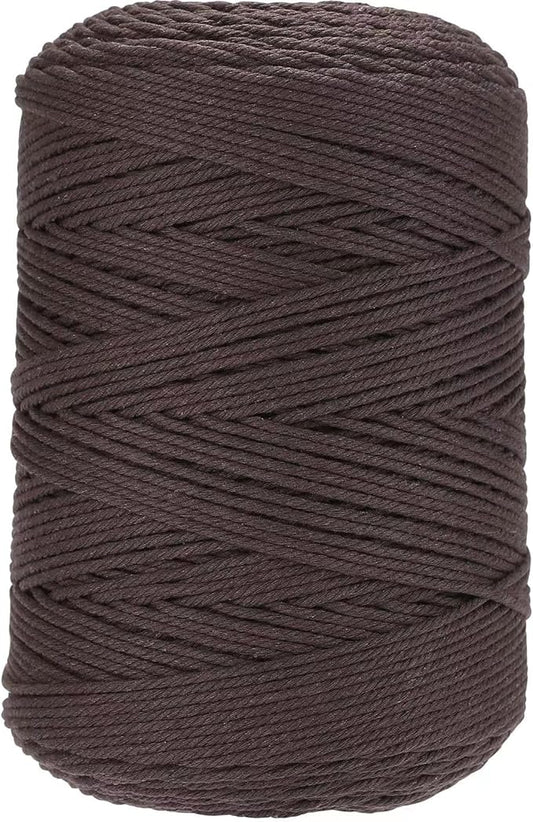 Cotton Macrame Cord 3mm x 546yards Natural Colored Macrame Supplies, Soft Craft Cotton Rope for Plant Hanger Wall Hanger Dreamcatcher (Dark Brown)