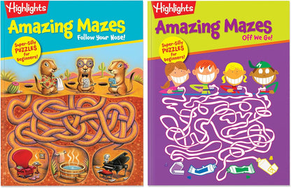 Highlights for Children Amazing Mazes Beginner Maze Books for Kids Ages 3-6, 144 Pages, 2-Pack of Activity Books, Screen Free Fun and Challenging Mazes for Kids