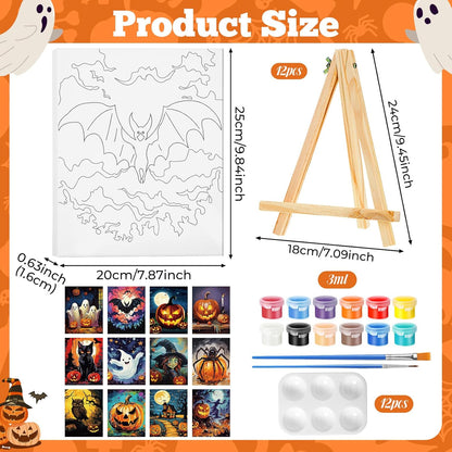 Zhanmai 12 Pack Pre Drawn Canvas for Painting Sip and Paint Kit 8" x 10" Paint Party Set Canvas Painting Pre Printed Canvases for Party Favor DIY Virtual Adult's Date Night(Halloween Pumpkin) - Crafty Corner