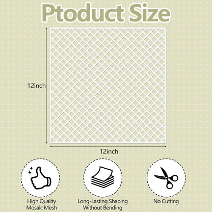 24 Pcs Mosaic Grid Tile Mesh with Adhesive Backing, 12x12 Inch Alkaline Resistant Fiberglass Sheets for DIY Installation, Crafts, Bathroom, Kitchen